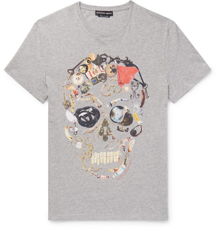 Photo: Alexander McQueen - Printed Cotton-Jersey T-Shirt - Men - Gray