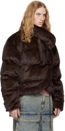 Ottolinger Brown Furry Strappy Puffer Down Jacket