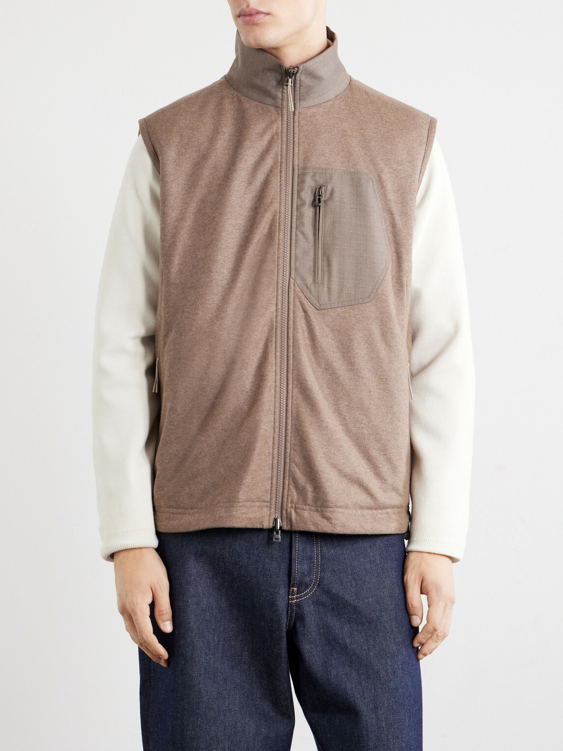 SEASE - Explorer Reversible Padded Cashmere and Wool Gilet - Brown