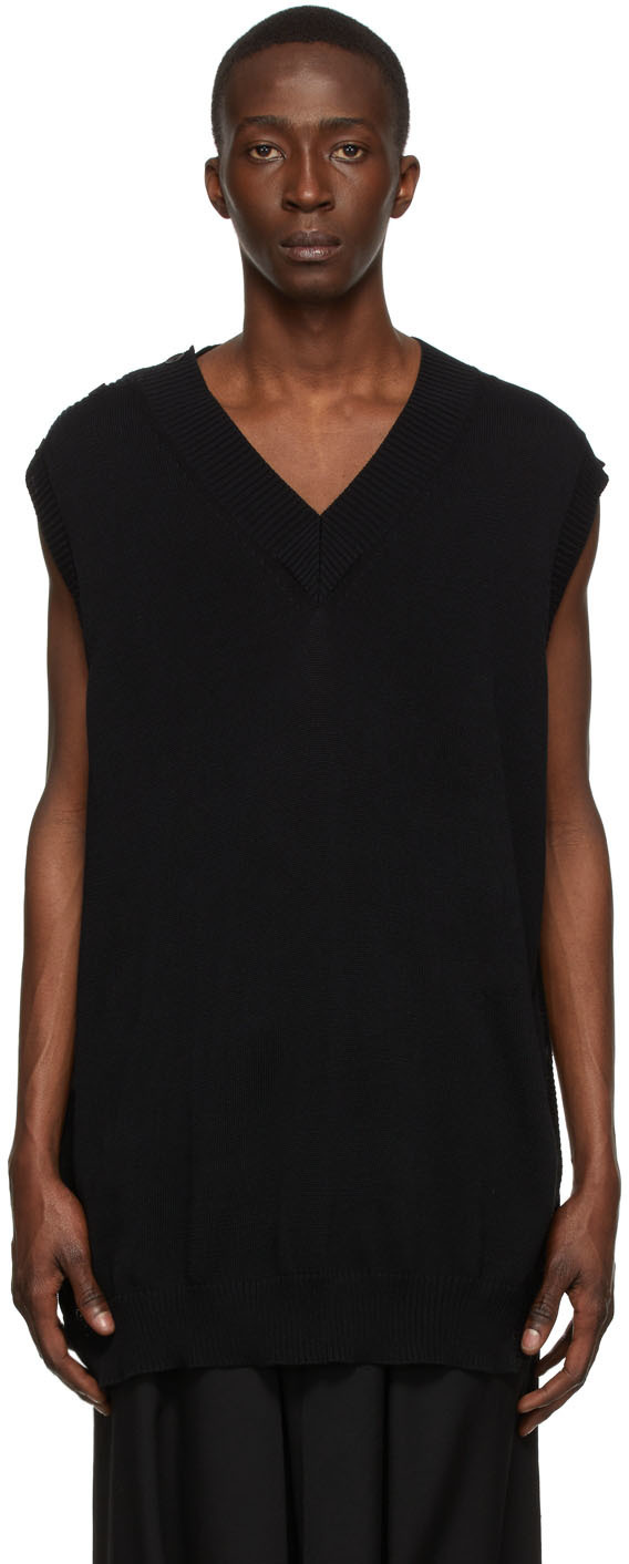 Yohji Yamamoto Black Cotton Vest Yohji Yamamoto