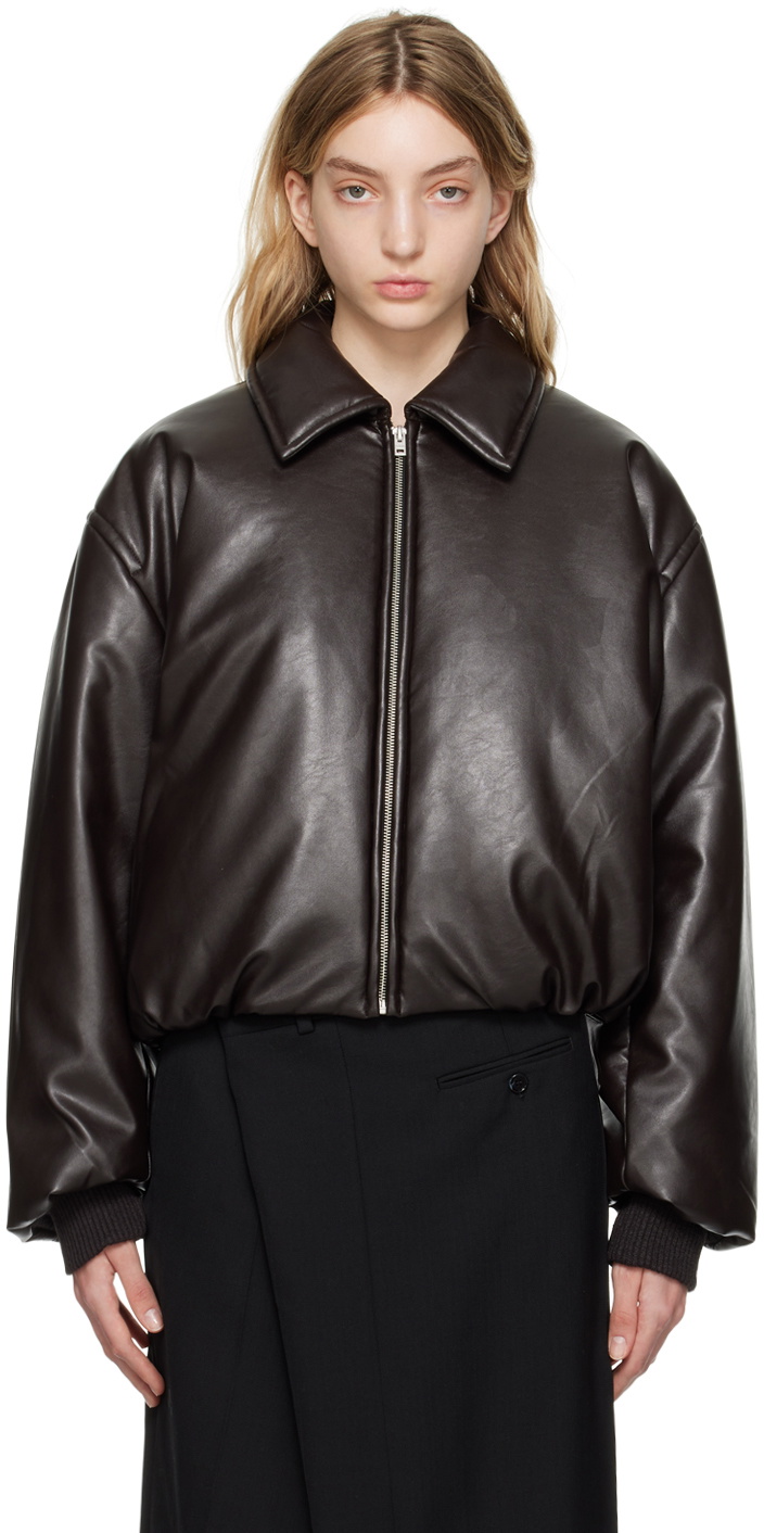 Acne Studios Brown Zip Puffer Jacket Acne Studios