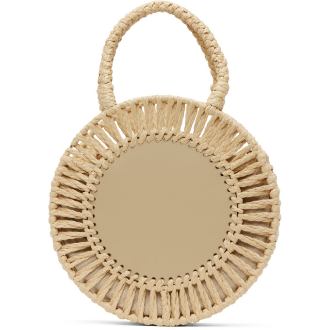 Stella McCartney Beige Medium Woven Logo Circle Bag Stella McCartney