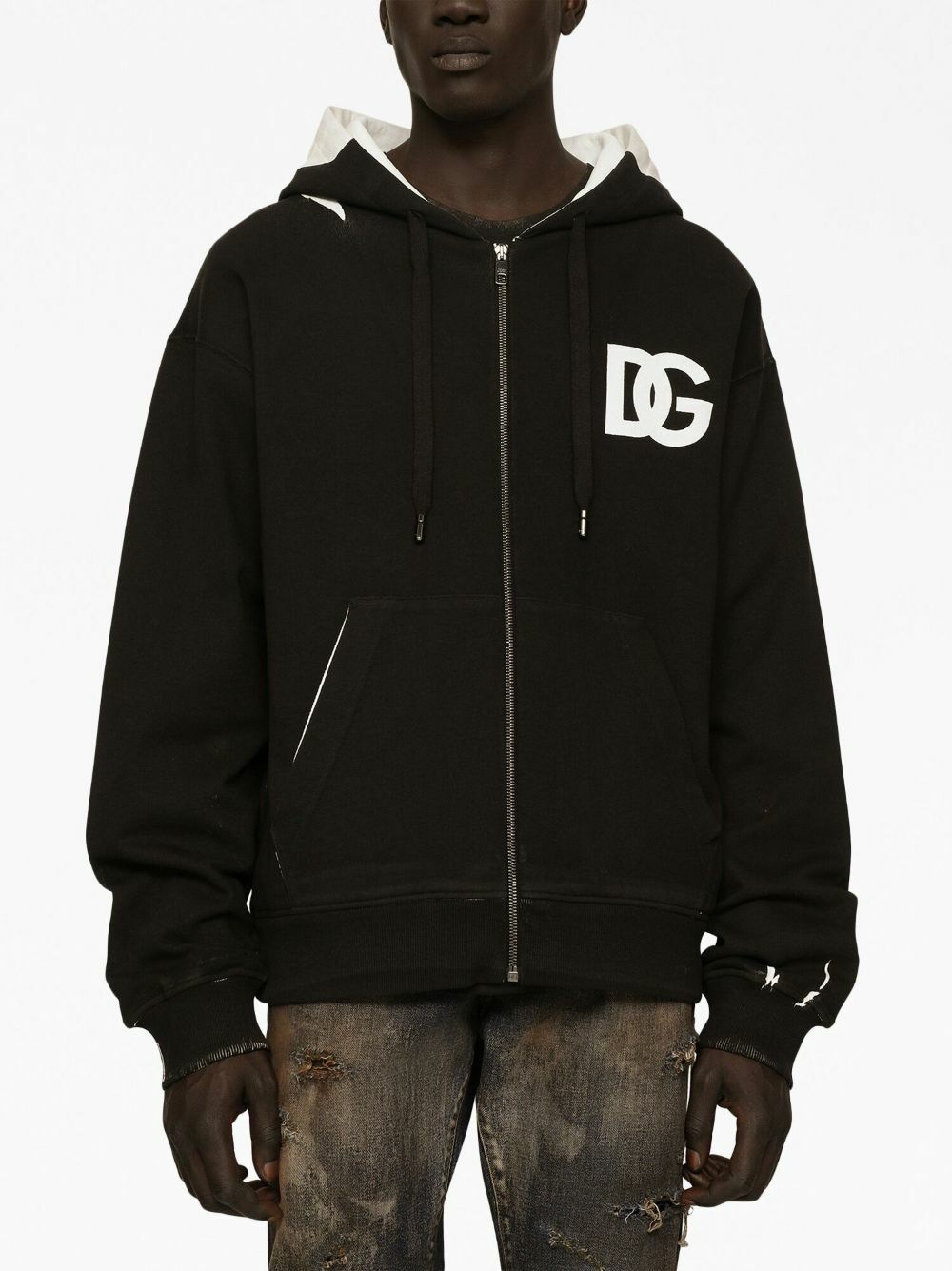 DOLCE GABBANA Logo Cotton Zipped Hoodie Dolce Gabbana