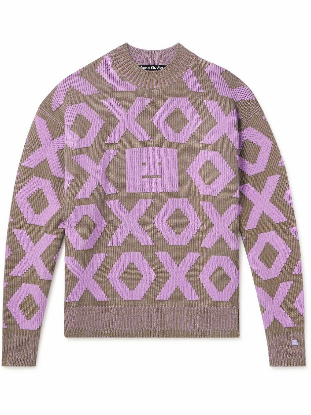 Photo: Acne Studios - Kozu Wool and Cotton-Blend Jacquard Sweater - Brown