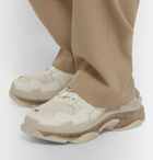 Balenciaga - Triple S Clear Sole Mesh, Nubuck and Leather Sneakers - Neutrals