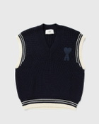 AMI Paris RIBBED SWEATER Blue Mens Vest