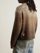 John Elliott - Distressed Dégredé Brushed-Knit Sweater - Brown