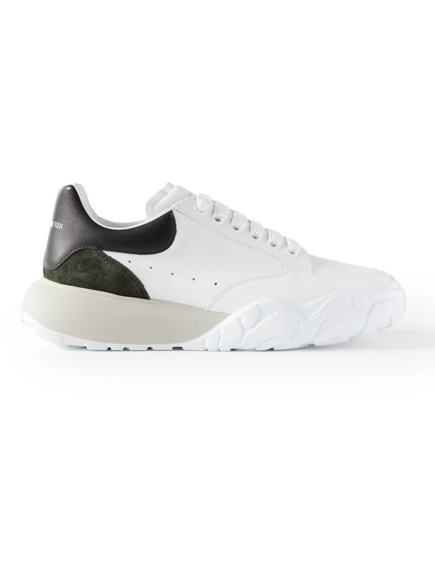 Photo: Alexander McQueen - Exaggerated-Sole Suede-Trimmed Leather Sneakers - White