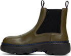 Burberry Green Leather Creeper Chelsea Boots