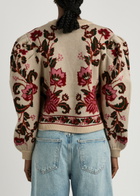 Farm Rio Ravenala Floral-intarsia Knitted Cardigan Cream