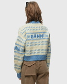 Ganni Graphic Lambswool Cropped O Neck Blue/Beige - Womens - Pullovers