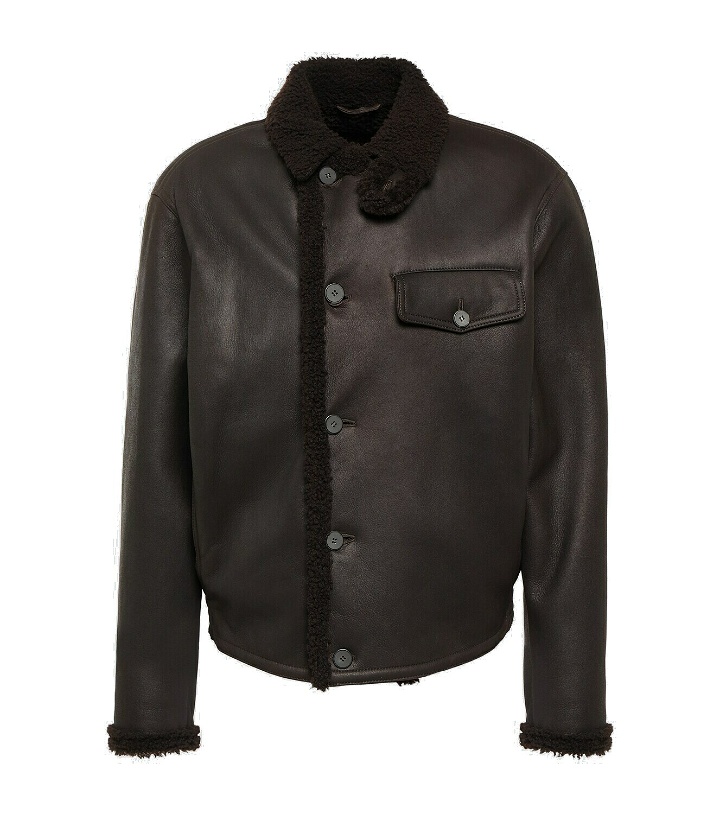 Photo: Giorgio Armani Shearling-trimmed leather jacket
