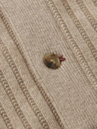 Guest In Residence - Varsity Shawl-Collar Ribbed Cashmere Cardigan - Neutrals