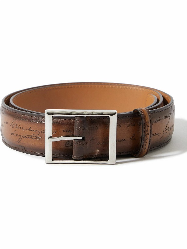 Photo: Berluti - Scritto 3.5cm Leather Belt - Brown