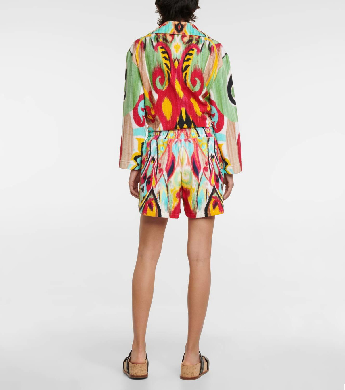 Etro Ikat print high-rise cotton shorts