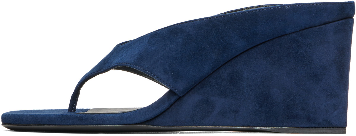ALAÏA Navy Cube Thong Mule Heeled Sandals