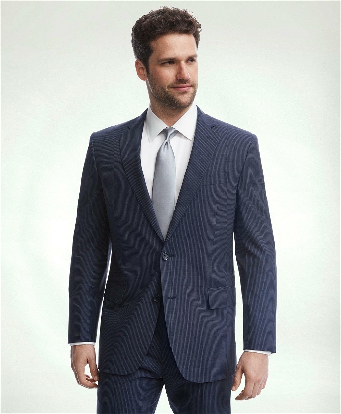 Photo: Brooks Brothers Men's Explorer Collection Regent Fit Pinstripe Suit Jacket | Navy