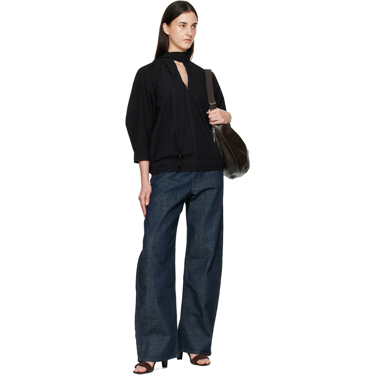 LEMAIRE Black Scarf Blouse