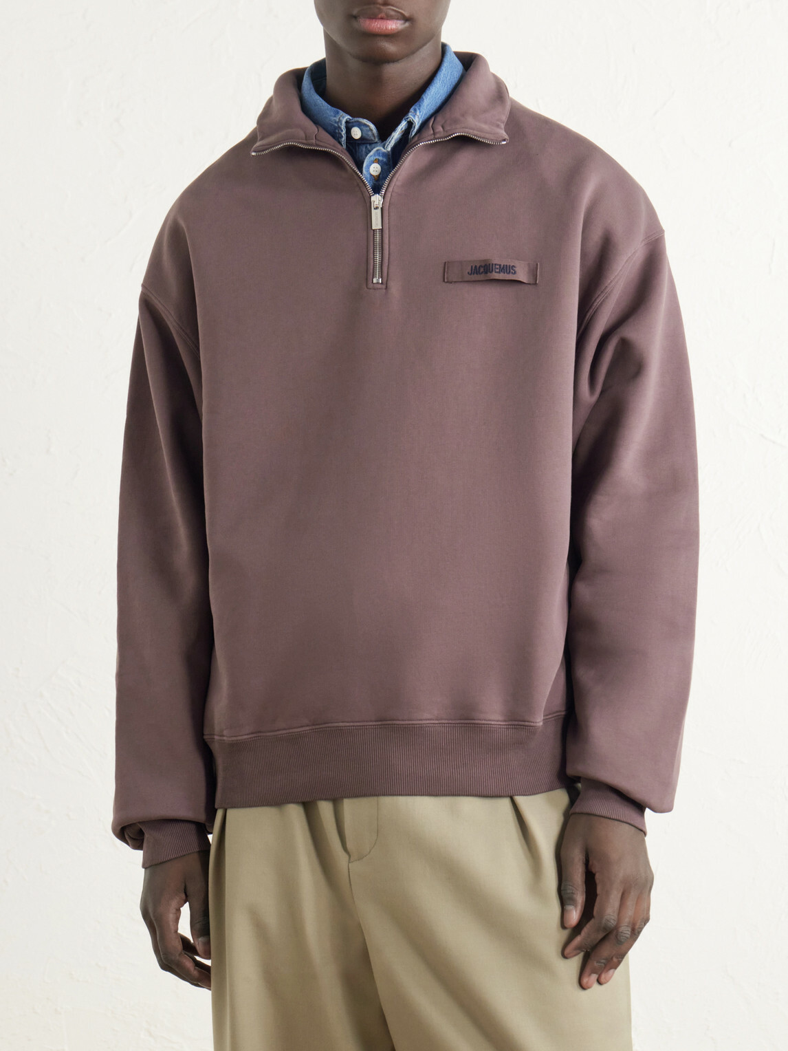 Jacquemus - Logo-Appliquéd Cotton-Jersey Half-Zip Sweatshirt - Purple