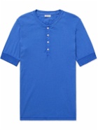 Schiesser - Karl Heinz Organic Cotton-Jersey Henley T-Shirt - Blue