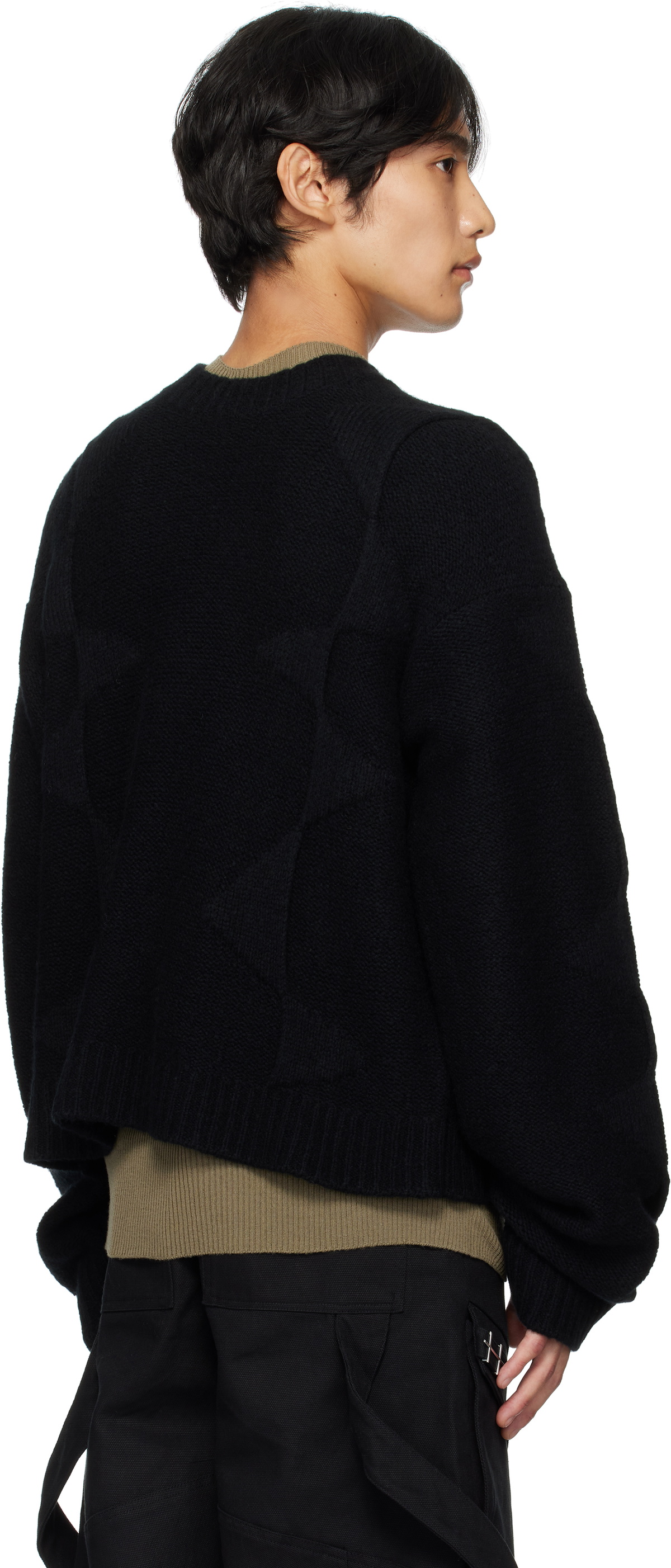 HELIOT EMIL Black Cropped Spiral Knit Sweater