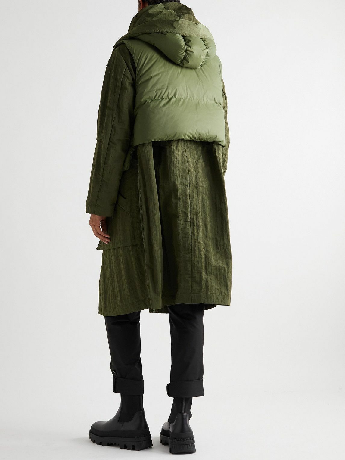 SAIF UD DEEN - Crinkled-Canvas Parka with Detachable Shell Gilet - Green