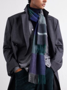 Begg & Co - Arran Edgar Fringed Checked Cashmere Scarf - Blue