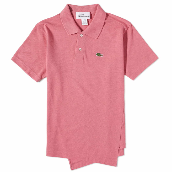 Photo: Comme des Garçons SHIRT Men's x Lacoste Asymmetric Polo Shirt in Pink