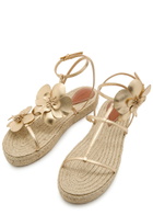Zimmermann Orchid Metallic Leather Espadrille Sandals Gold