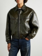 Acne Studios - Lavia Oversized Padded Waxed-Leather Bomber Jacket - Green