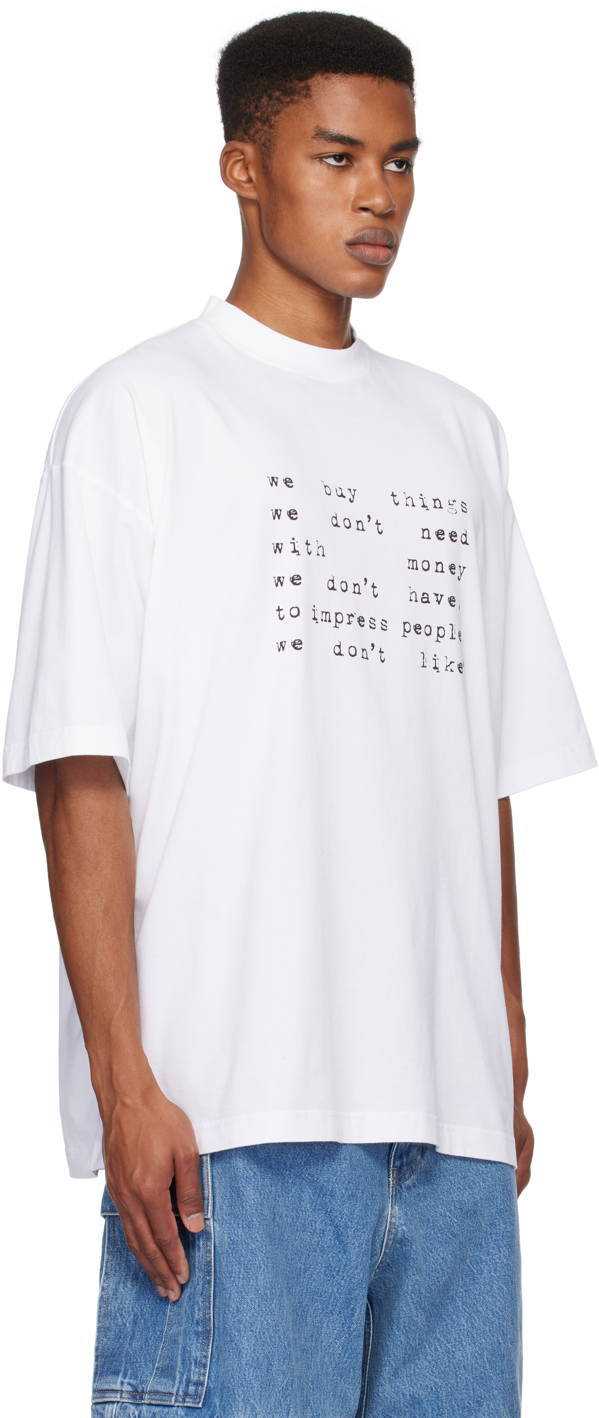 VETEMENTS We Buy Things コットン Tシャツ 人気 VETEMENTS White 'We Buy Things' Oversized T-shirt Vetements