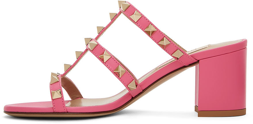 Valentino Garavani Pink Rockstud Heeled Sandals