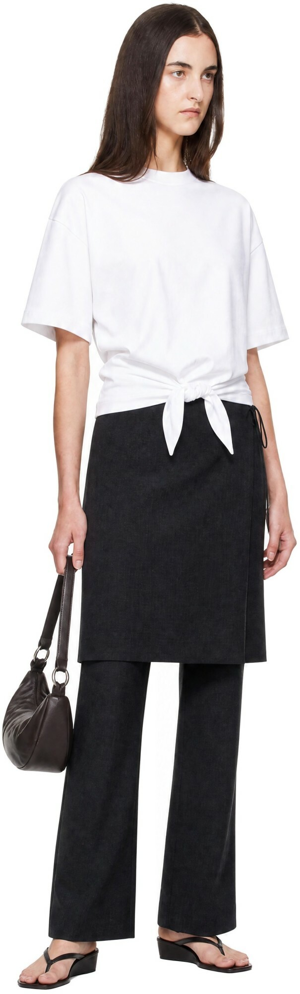 St. Agni White Cotton Jersey Split Back Top