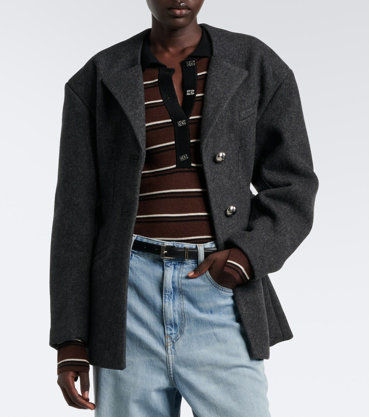 Ganni Belted wool and cashmere-blend blazer