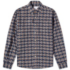 Portuguese Flannel Men's Crossroad Button Down Ikat Shirt in Navy/Blue/Orange