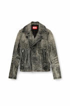 Diesel Biker jacket in treated leather - Leather jackets Mens in Grey