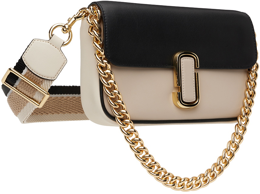 Marc Jacobs Beige & Black 'The J Marc' Shoulder Bag Marc Jacobs