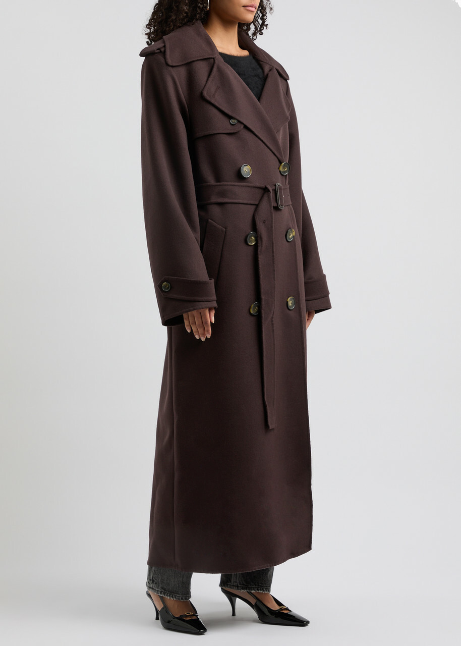 Stella Mccartney Belted Double-breasted Wool Trench Coat