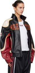 Martine Rose Red & Black Superbowl Leather Jacket