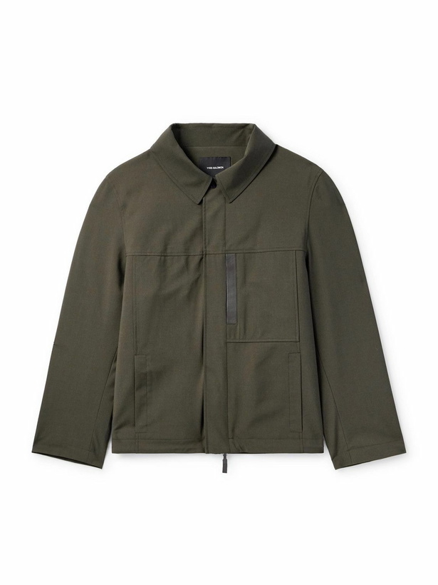 Photo: Yves Salomon - Leather-Trimmed Woven Jacket - Green