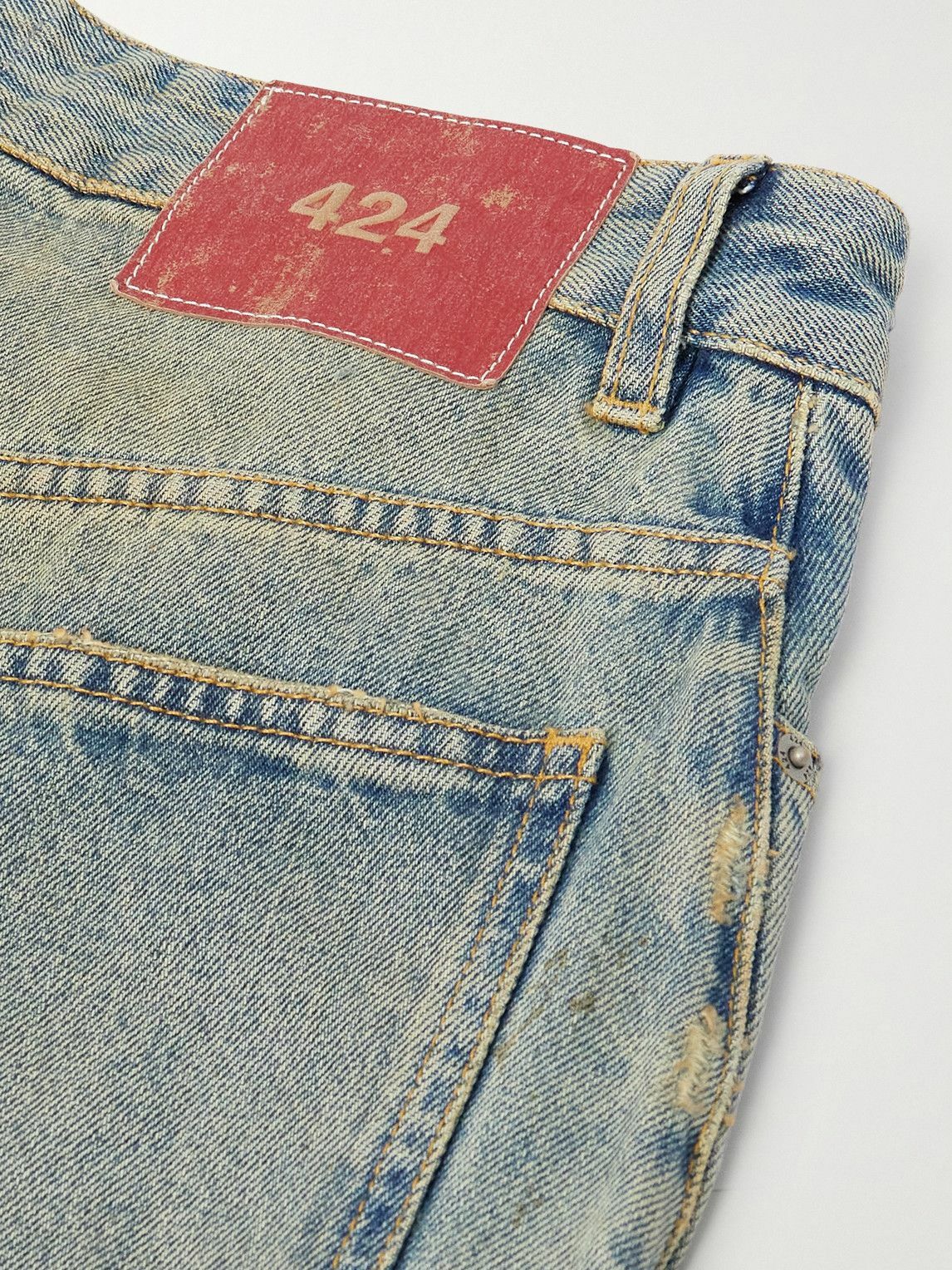 424 - Straight-Leg Distressed Denim Shorts - Blue