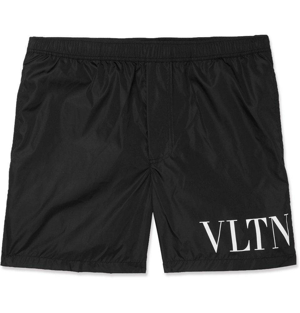 Valentino - Mid-Length Logo-Print Swim Shorts - - Black Valentino