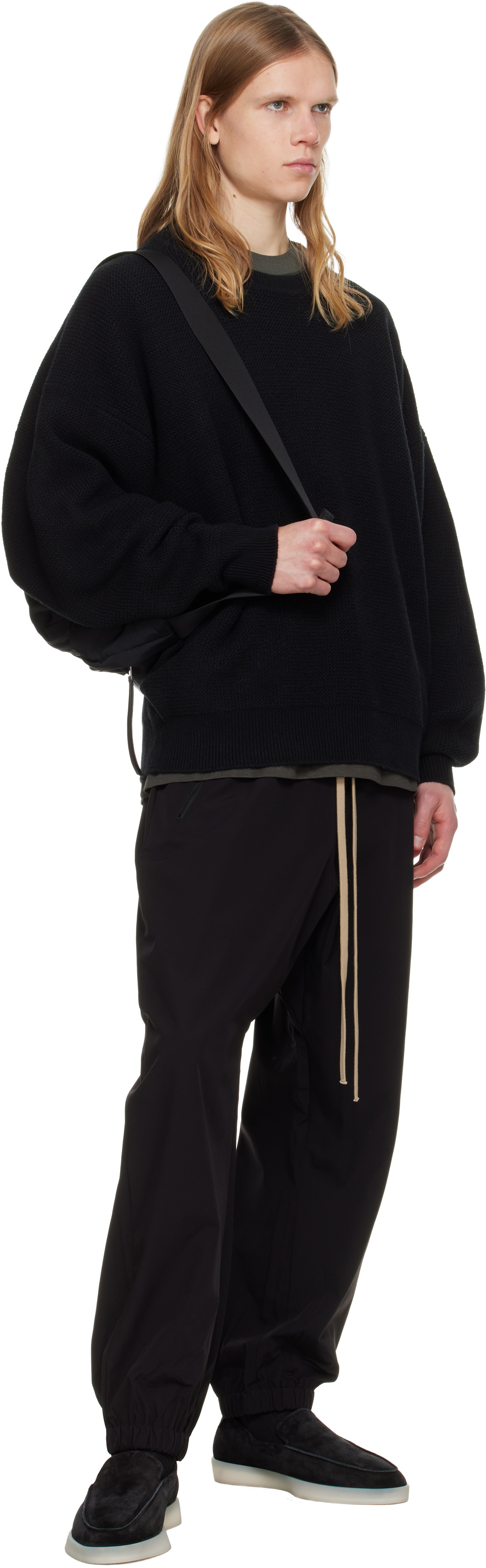 Fear of God Black Wool Rib Crewneck Sweater