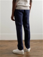 Boglioli - Straight-Leg Garment-Dyed Linen Trousers - Blue
