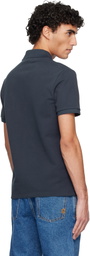 Balmain Navy Embroidered Cotton Polo