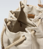 Prada Logo embroidered canvas duffel bag