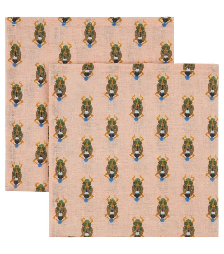 Photo: La DoubleJ Pink Scarab Large set of 2 napkins