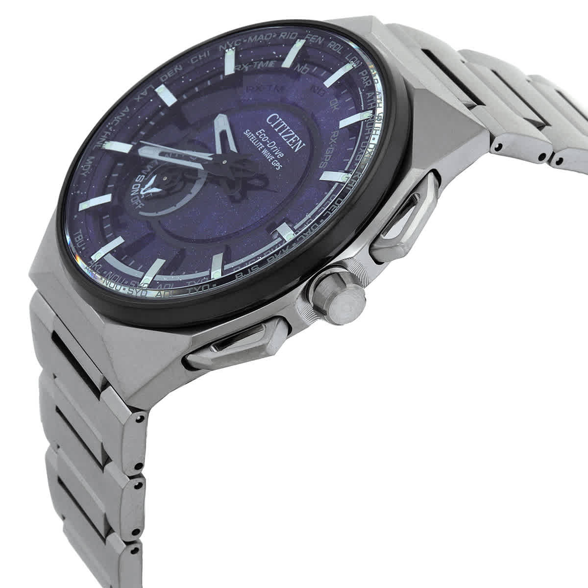 Citizen Satellite Wave X Perpetual World Time Blue Dial Mens Watch CC3097-52L