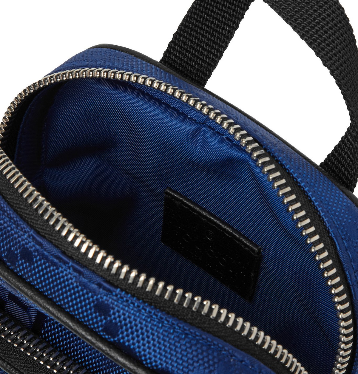 GUCCI LeatherTrimmed Monogrammed ECONYL Messenger Bag Blue Gucci