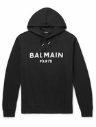 Balmain - Logo-Print Cotton-Jersey Hoodie - Black